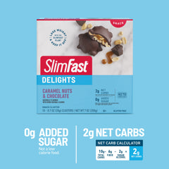 Caramel Nuts and Chocolate Snack Cup-0g added sugar (not a low calorie food.), 2g net carbs