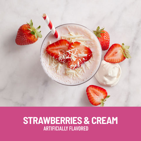 Advanced Nutrition Shakes Strawberries and Cream-Strawberries and Cream, artifically flavored.