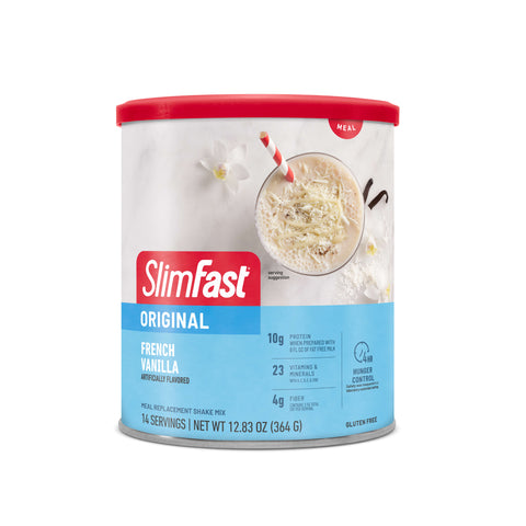 Image showing a canister of SlimFast Original Shake Mix in French Vanilla flavor