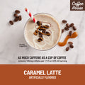 Advanced Energy Caramel Latte-As much caffeine as a cup of coffee.  Contains 100mg caffeine per 11 fl oz (325 ml) serving.  Caramel Latte, artificially flavored