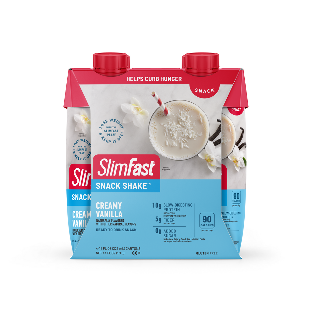 SlimFast Snack Shake - Creamy Vanilla - 4 Count Box front