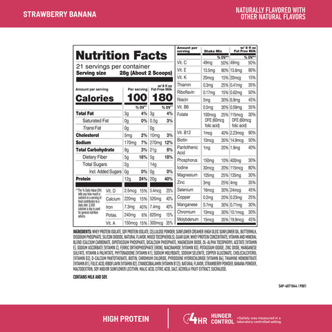 SlimFast High Protein Smoothie Mix Strawberry Banana-Nutrition Facts