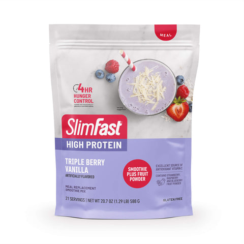 SlimFast High Protein Smoothie Mix Triple Berry Vanilla-package front-product carousel image