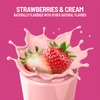 Strawberries and cream flavor with a pink background
