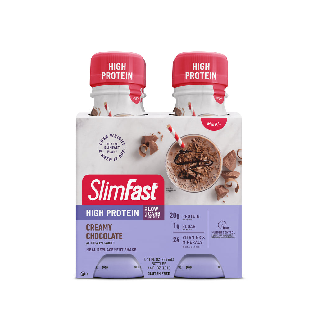 4-pack of SlimFast High Protein Shakes in Creamy Chocolate flavor