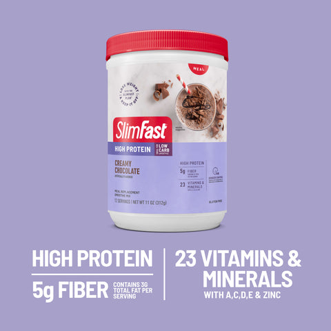 SlimFast Advanced Nutrition Smoothie Mix Creamy Chocolate-high protein, 5g fiber, 24 vitamins and minerals with A, C, D, E & Zinc